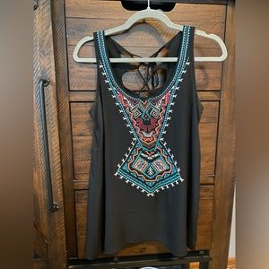 Beaded black small tank top